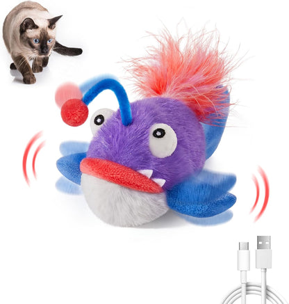 Potaroma Cat Toys Flapping Fish, Interactive Realistic Anglerfish Toy Stuffed with Catnip and