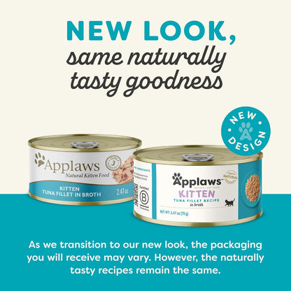 Applaws Natural Wet Kitten Food in Broth, Limited Ingredient Canned Wet Kitten Food, No Additives
