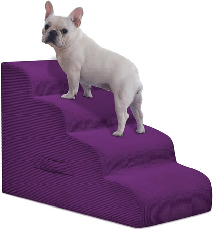 Dog Steps for Small Dogs, 4-Step Dog Ramp and Stairs for High Beds and Sofa, Non-Slip Pet Stairs