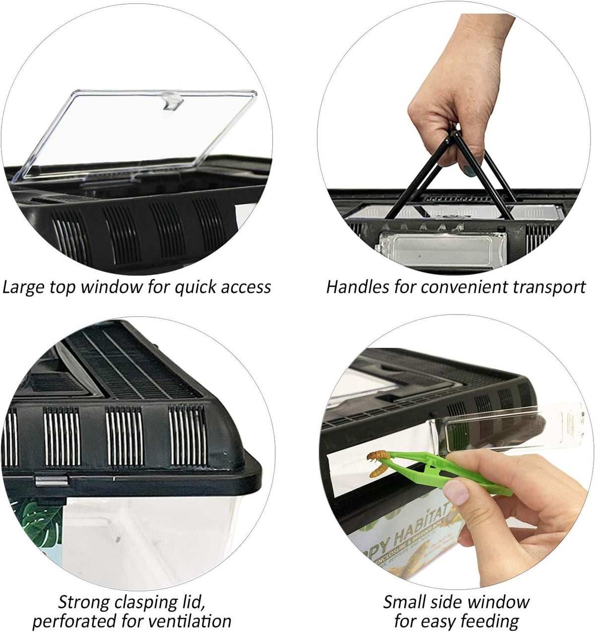 Happy Habitat (Standard) - Ventilated Enclosure & Breeder Box - for Live Feeder Insects, Reptiles