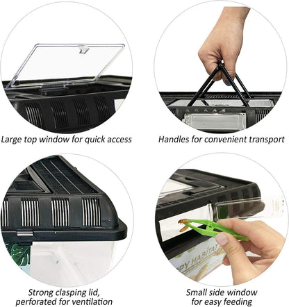 Happy Habitat (Large) - Ventilated Enclosure & Breeder Box - for Live Feeder Insects, Reptiles