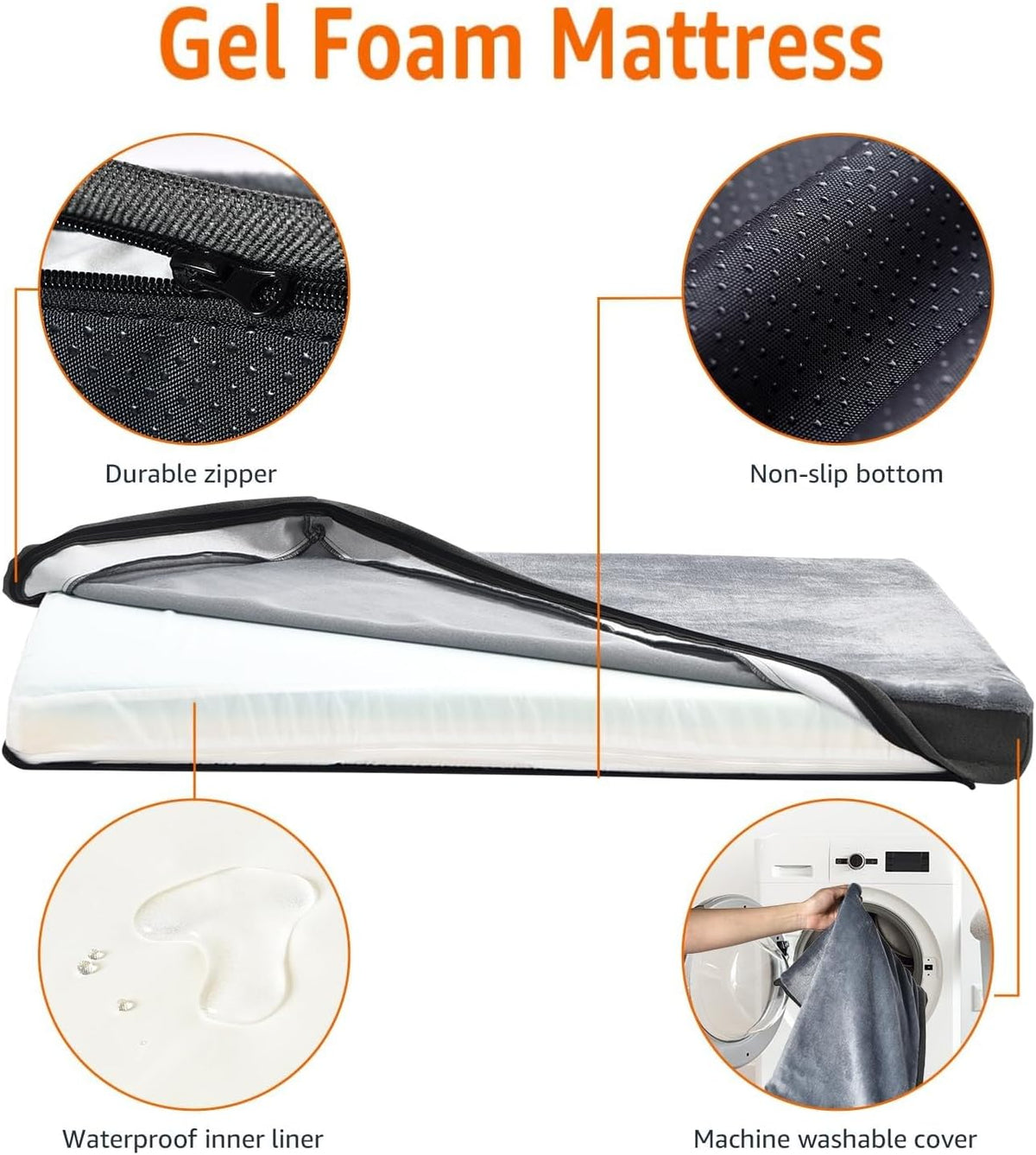 Amazon Basics Dog Bed with Cooling Gel Memory Foam, Pressure-Relief Support for Dogs up to 50lbs
