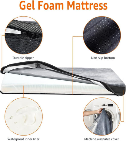 Amazon Basics Dog Bed with Cooling Gel Memory Foam, Pressure-Relief Support for Dogs up to 50lbs