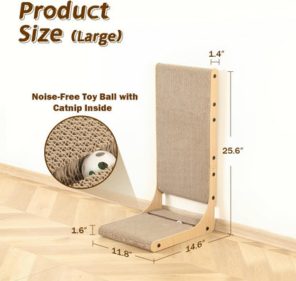 2-Pack Cat Scratching Board, 25.6'' Tall Cardboard L Shape Vertical Cat Scratchers for Indoor Cats