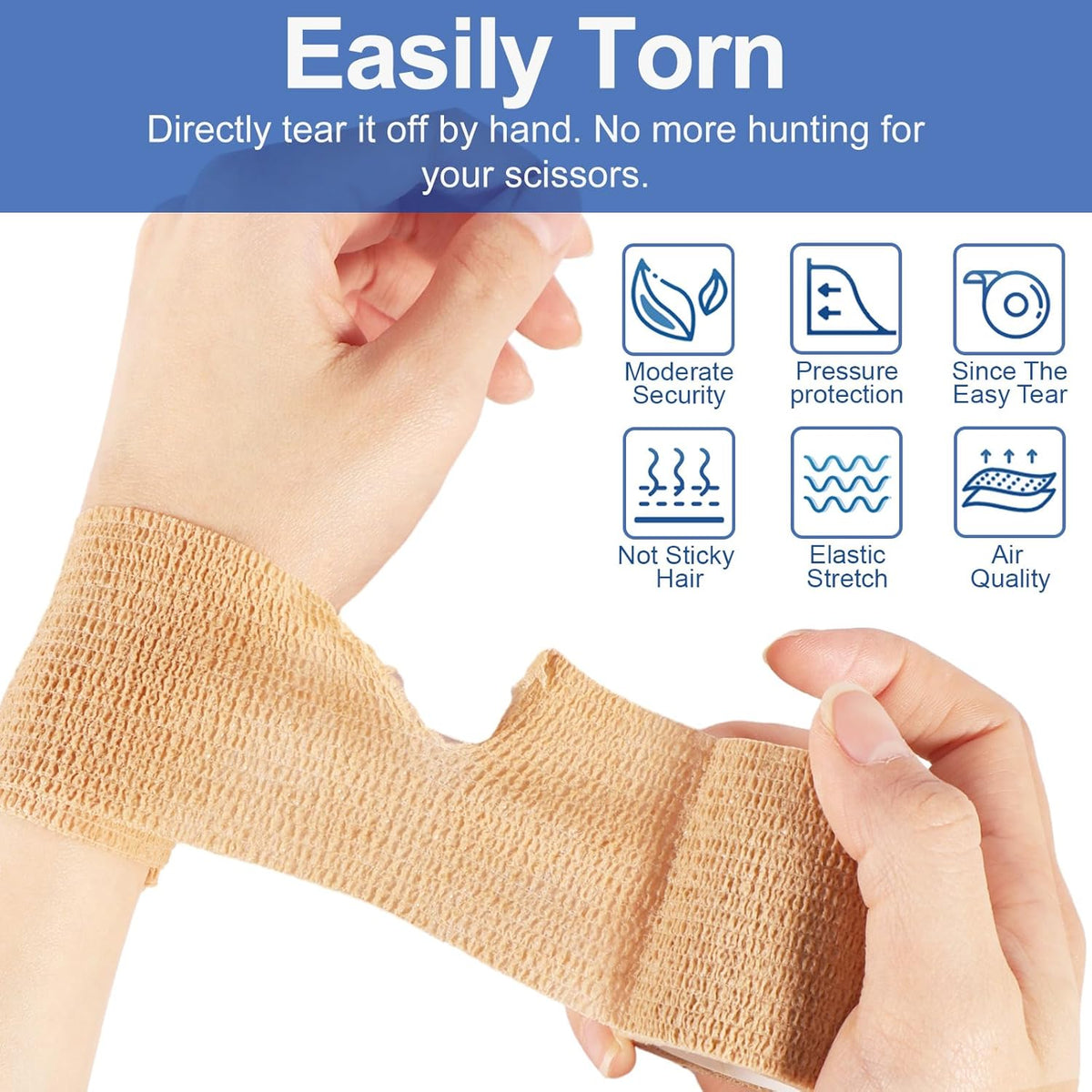 LDIWEE 24 Pack Self Adhesive Bandage Wrap, 2" X 5 Yards Cohesive Bandage Wrap Medical Tape Elastic
