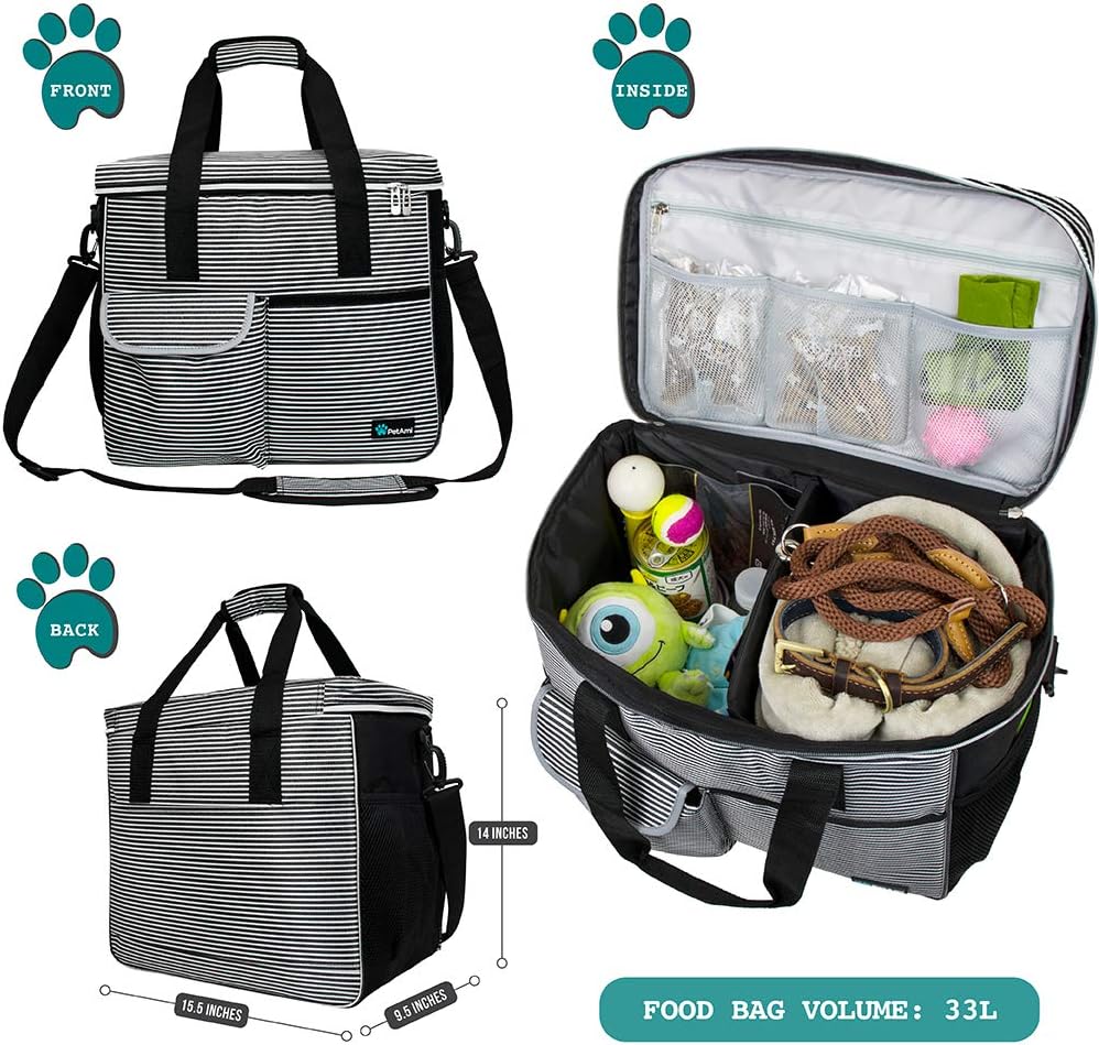 PetAmi Dog Travel Bag - Organizer with Food Container, Bowls & Accessories for Weekend Camping, Cat