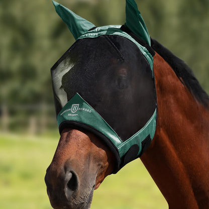 Harrison Howard Pro Luminous Horse Half Face Fly Mask Large Eye Space with Ears UV Protection for