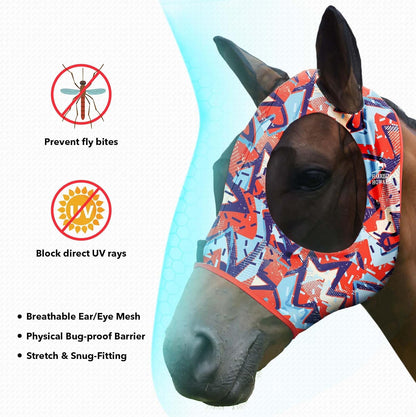 Harrison Howard Super Comfort Stretchy Fly Mask Large Eye Space with UV Protection Soft on Skin