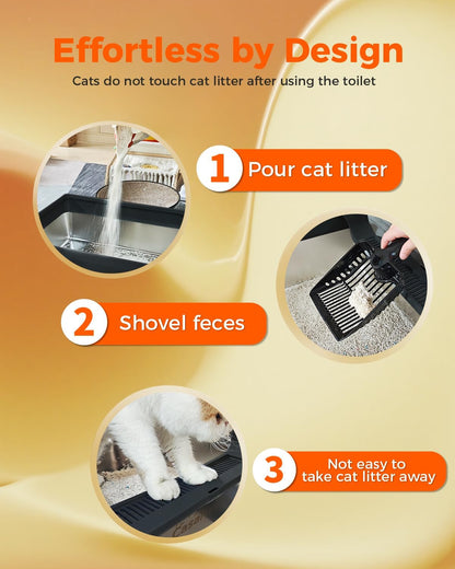 XXXL Stainless Steel Cat Litter Box 28.1''×20.5''× 10.1” Extra Large Metal Cat Litter Box for Big