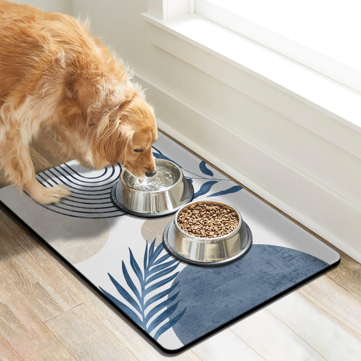 Dog Food Mats for Floors, Absorbent Dog Bowl Mat for Food and Water Dispenser Mat, Quick Dry Cat