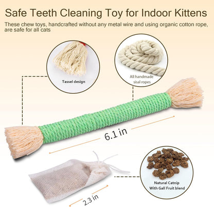 Retro Shaw Kitten Toys Catnip Ropes Cat Chew Toys, 6 Pack, Kitten Teething Toys for Indoor Cats