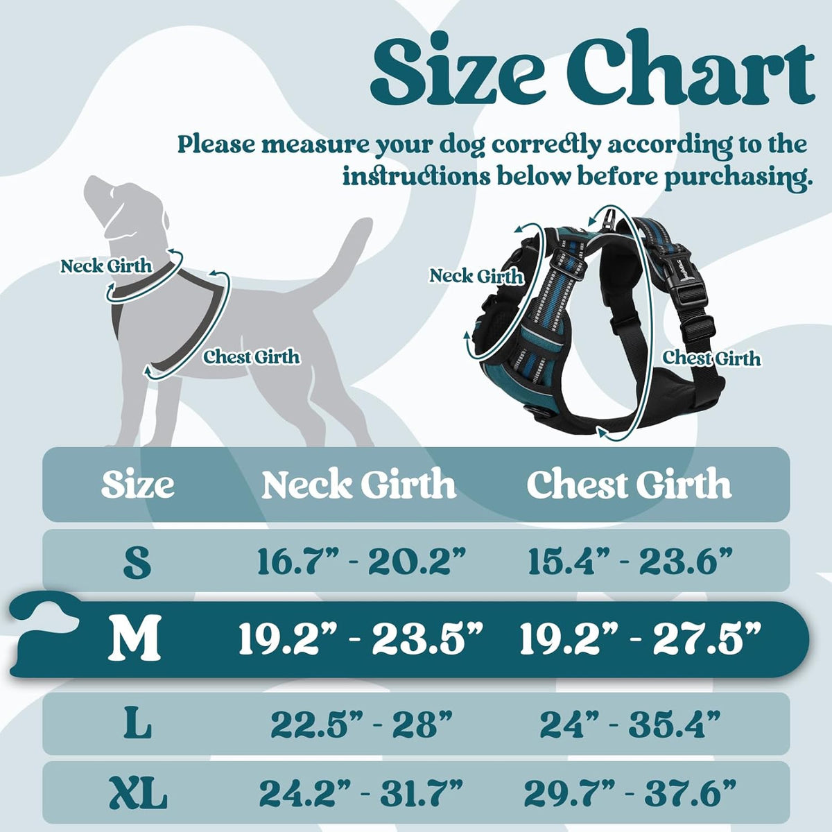 rabbitgoo Dog Harness Medium Sized, No Pull Pet Harness with 3 Buckles, Adjustable Soft Padded Vest