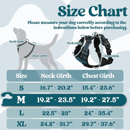 rabbitgoo Dog Harness Medium Sized, No Pull Pet Harness with 3 Buckles, Adjustable Soft Padded Vest