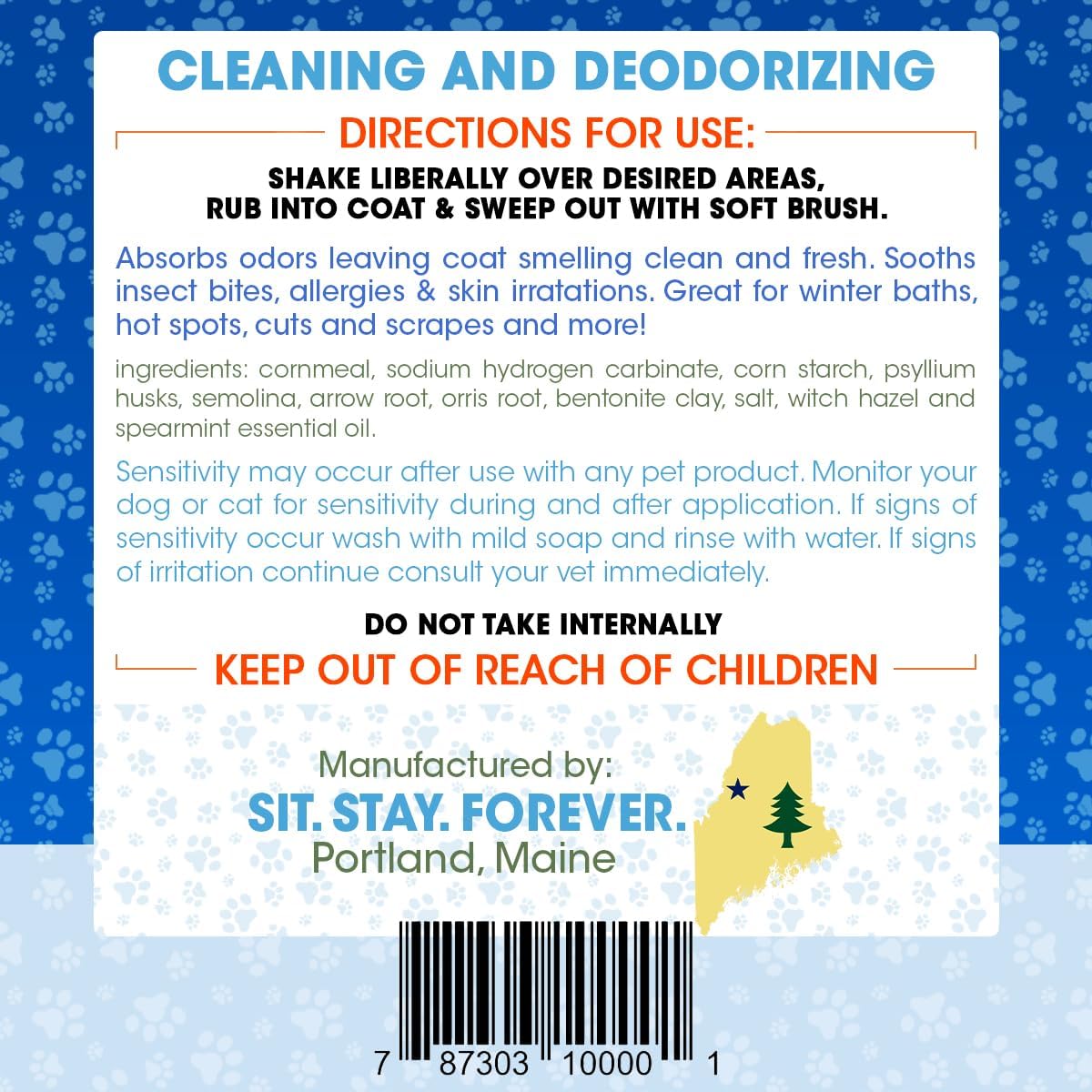 Sit. Stay. Forever. Dry Shampoo for Dogs & Cats – Organic Dry Bath Powder, Talco para Perros