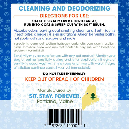 Sit Stay Forever Dry Powder Shampoo for Dogs, Dry Shampoo for Smelly Dogs and Cats, Talco para