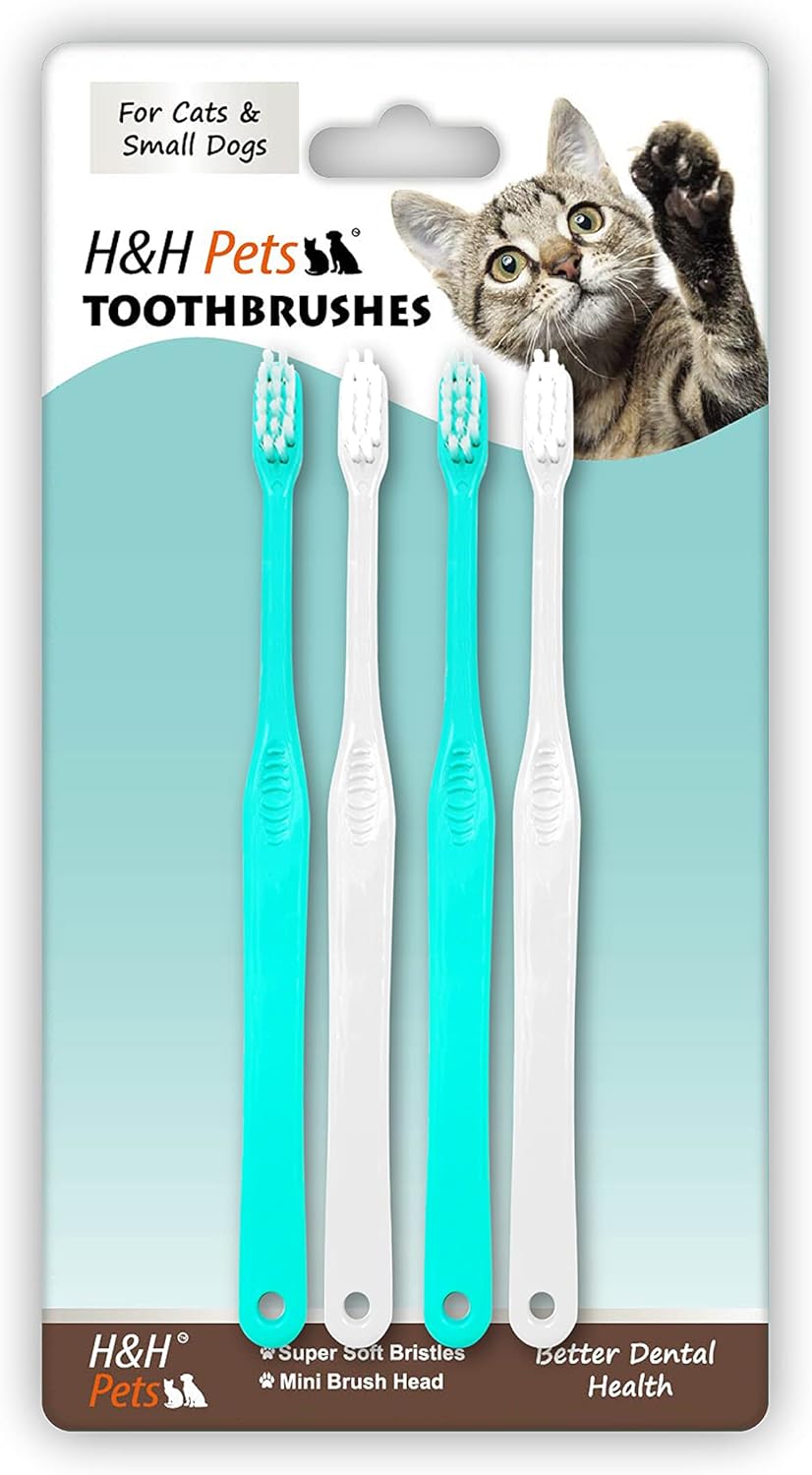 H&H Pets Toothbrush for Small Dogs & Cats - Soft and Extra Small Toothbrush Designed for Cats