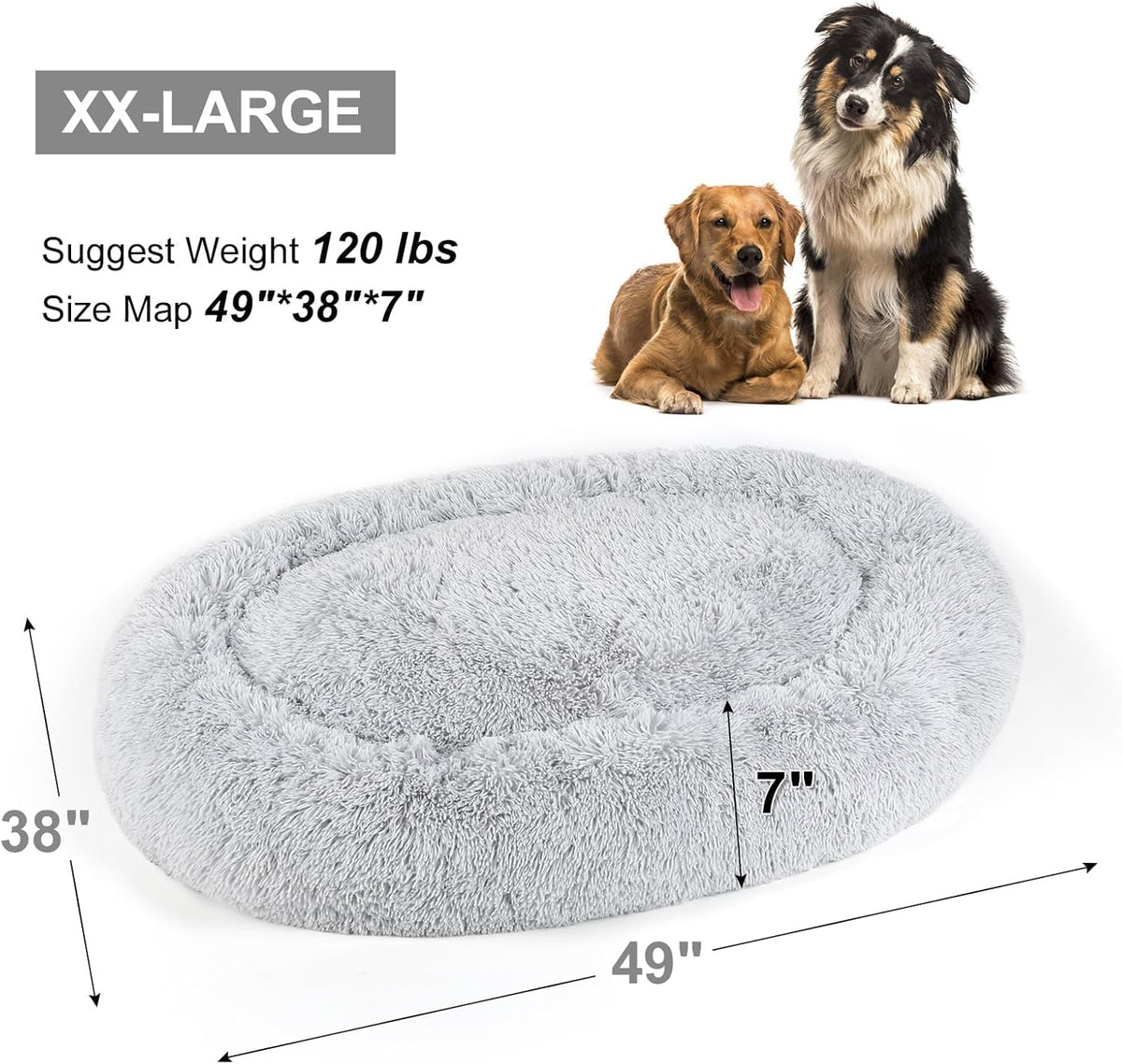 Dog Bed, Cat Calming Bed, Faux Fur Pillow Pet Donut Cuddler Round Plush Bed for Large Medium Small
