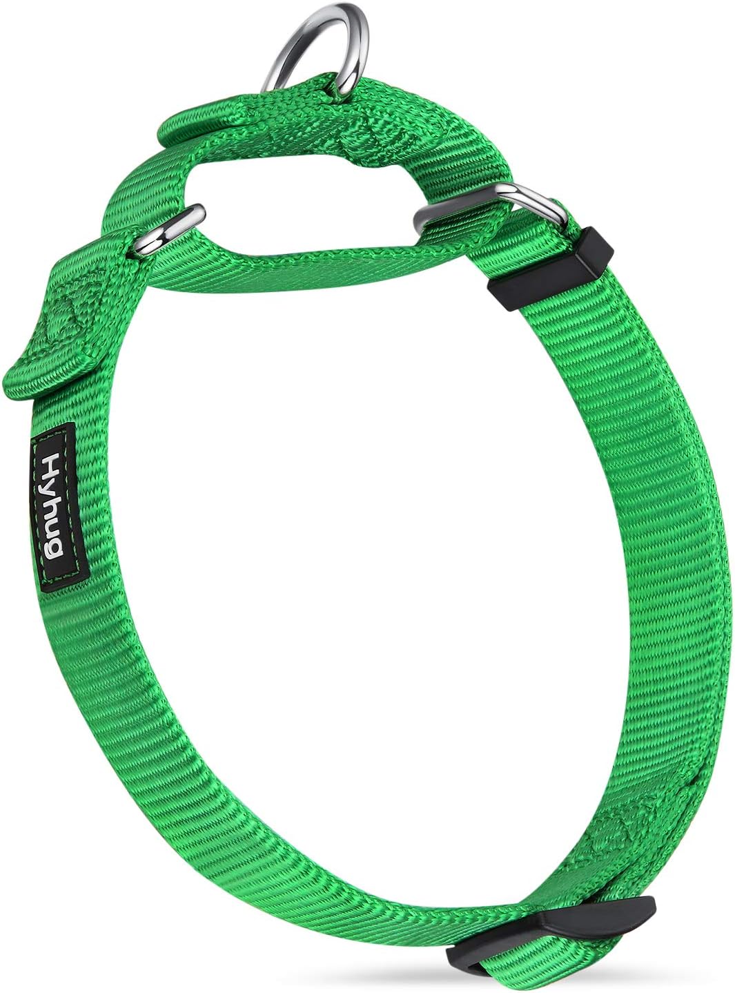 Hyhug Solid Color Nylon Martingale Collar, Heavy Duty Escape-Proof Pup Dog Collar. (Small, Lime