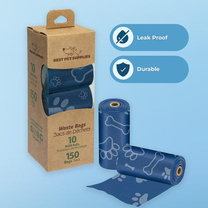 Best Pet Supplies Dog Poop Bags (150 Bags) for Waste Refuse Cleanup, Doggy Roll Replacements for