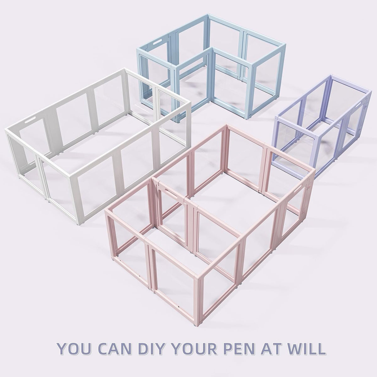 DIY Clear Acrylic Dog Playpen House,Quick Easy Assembly and Disassembly,Strong Floor Suction,Indoor
