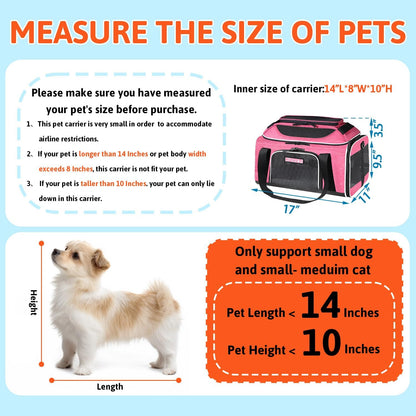 Petskd Top-Expandable Pet Carrier 17x11x9.5 Inches Alaska Airline Approved, Soft-Sided Carrier for