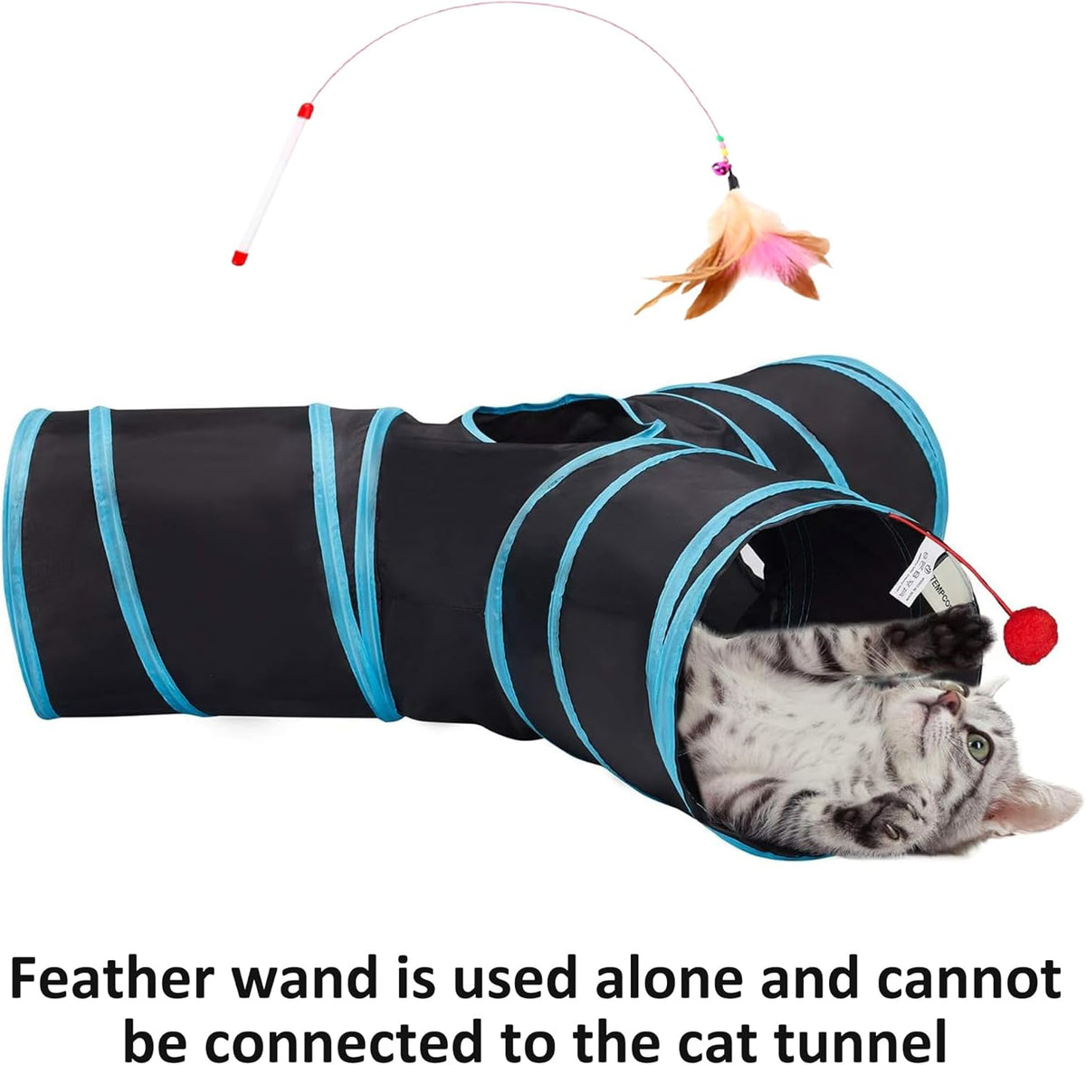 Tempcore Pet Cat Tunnel Tube Cat Toys 3 Way Collapsible, Tunnels for Indoor Cats，Kitty Bored Peek