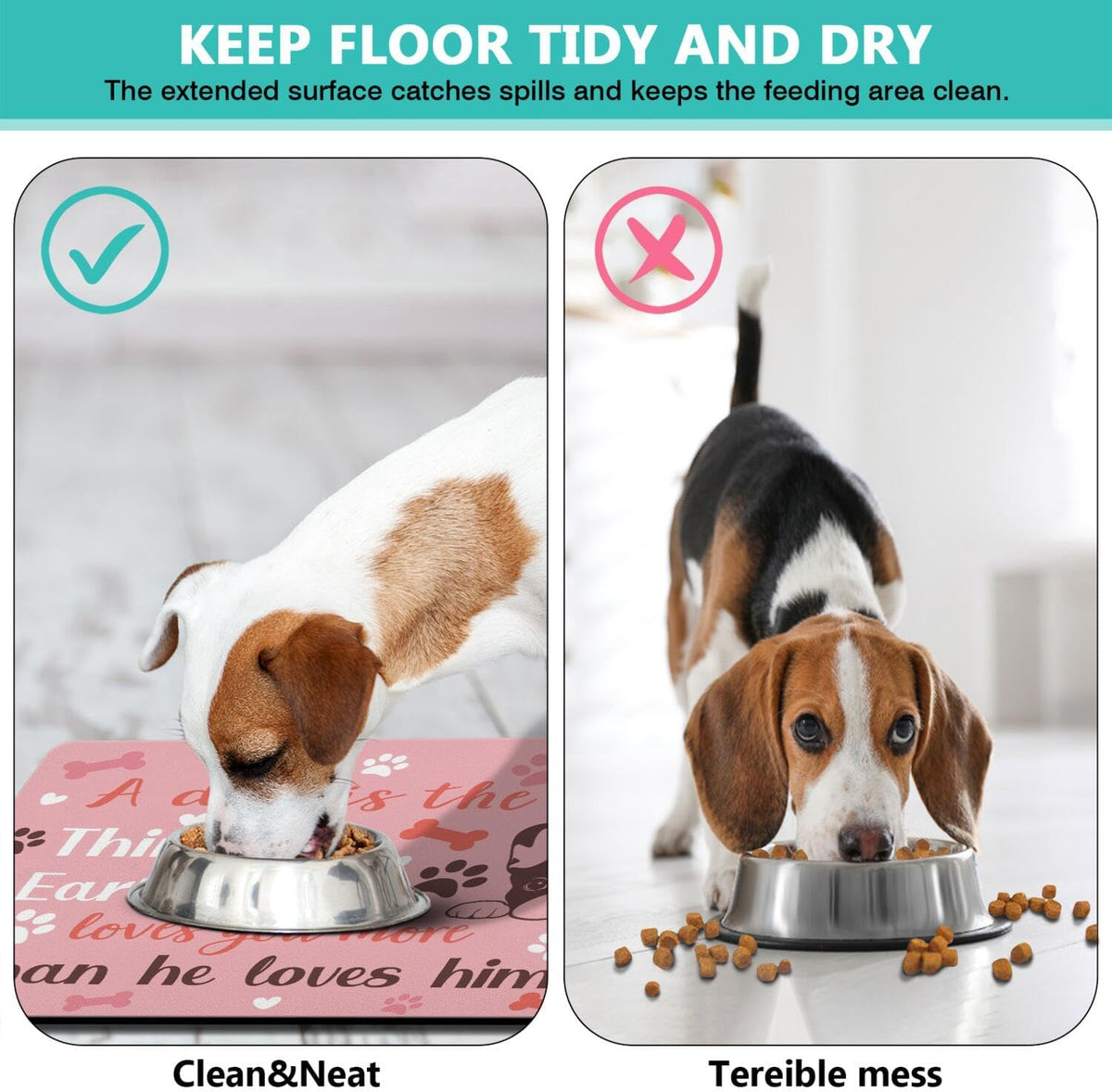 Pet Feeding Mat for Floors Waterproof Dog Mat for Food and Water Absorbent Quick Dry Non Slip mat