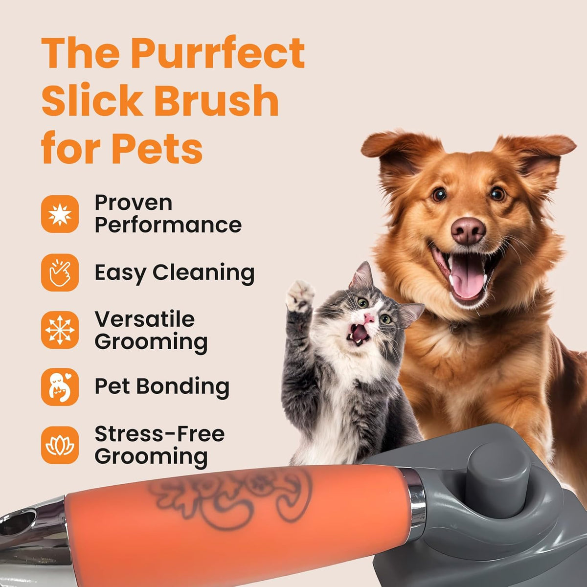 GoPets Self-Cleaning Slicker Brush for Dogs & Cats, Deshdding & Dematting Comb with Retractable