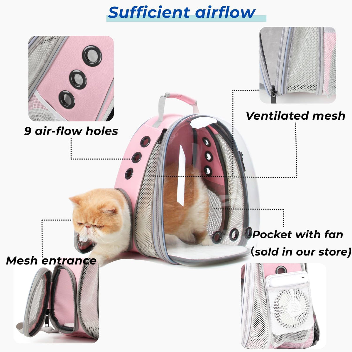 Lollimeow Cat Carrier Backpack, Bubble Expandable Backpack Carrier, Pets and Small