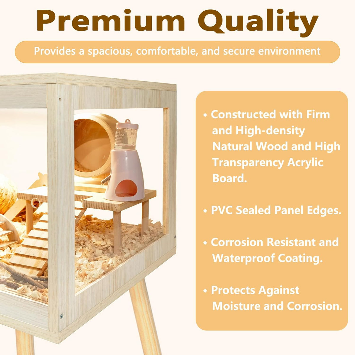 Prolee Hamster Cage Chewproof, Mice and Rat Habitat with Transparent Sides, Hamster House with