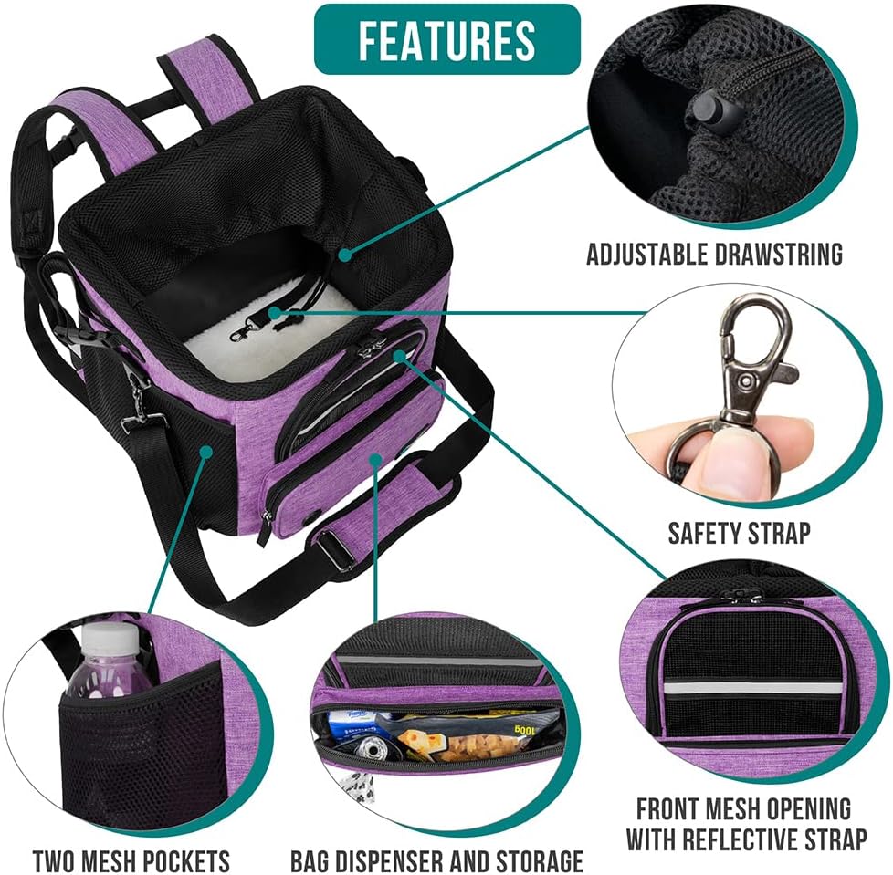 PetAmi Dog Bike Basket, Soft-Sided Ventilated Dog Bike Carrier Backpack, Pet Bicycle Basket for