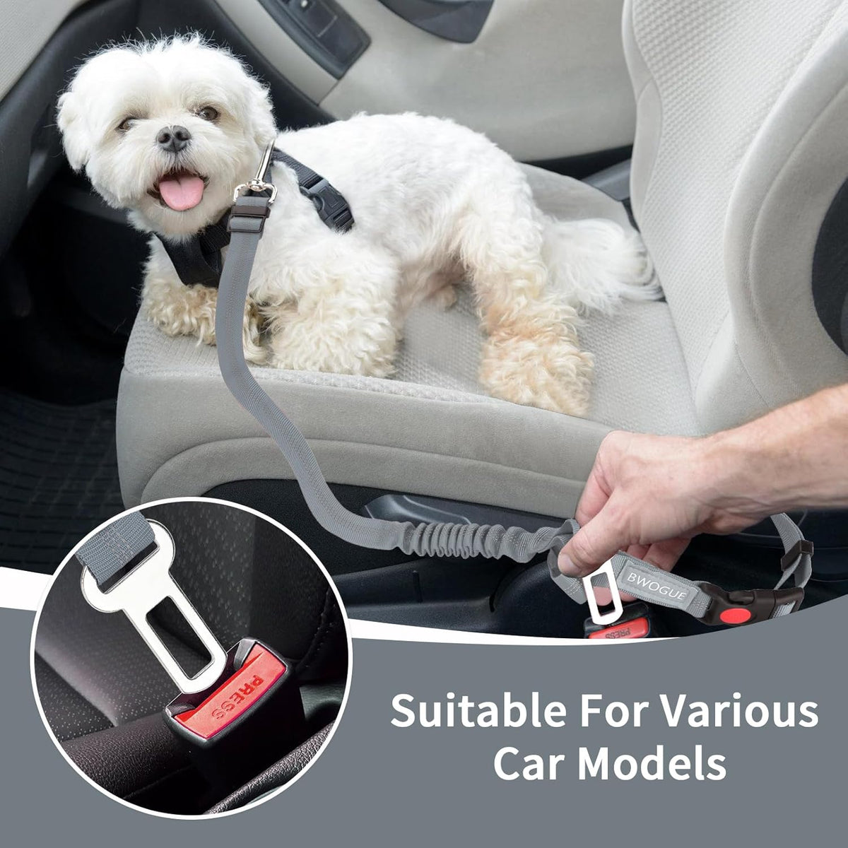 BWOGUE Pet Dog Cat Seat Belt Reflective Car Dog Headrest Restraint Leash Elastic Buffer Bungee
