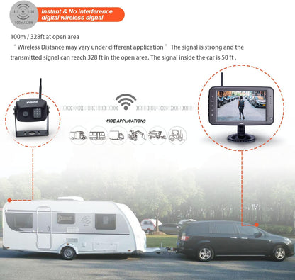 Wireless Backup Camera with 5 inch Split Screen, Ip69k Waterproof Wireless Rear View Camera with