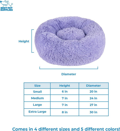 Best Pet Supplies Round Donut Dog Bed with Plush Faux Fur Fabric, Calming, Anti-Anxiety Cushion for