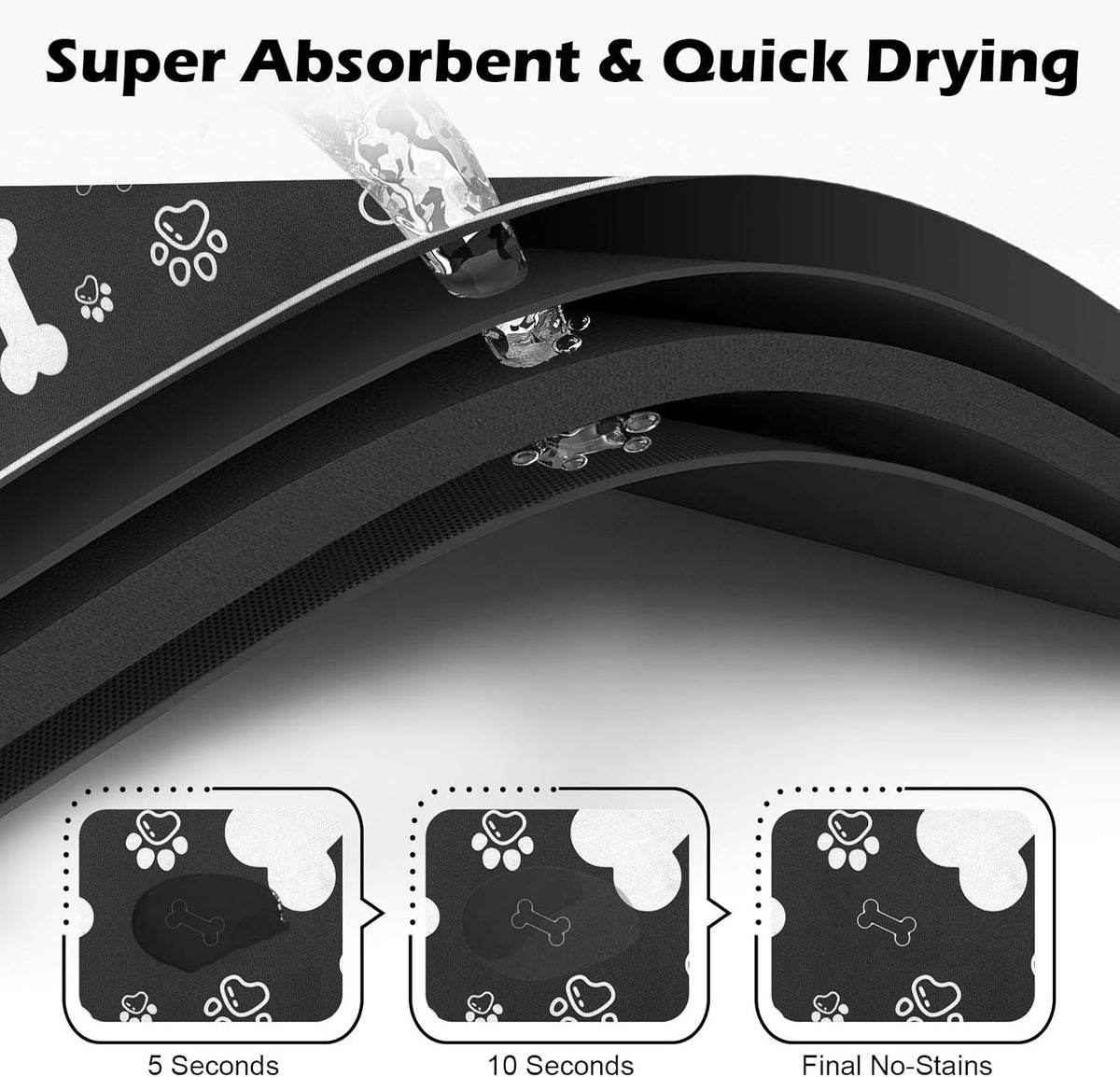 Pet Feeding Mat,Rapid Absorbent Mats for Dog Cat Food, Dog Placemat Water Bowl Mat with Rubber