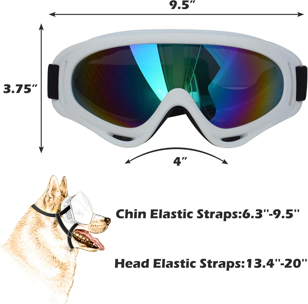 Large Dog Sunglasses With Adjustable Strap UV Protection, Windproof Puppy Eyewear, Suitable for