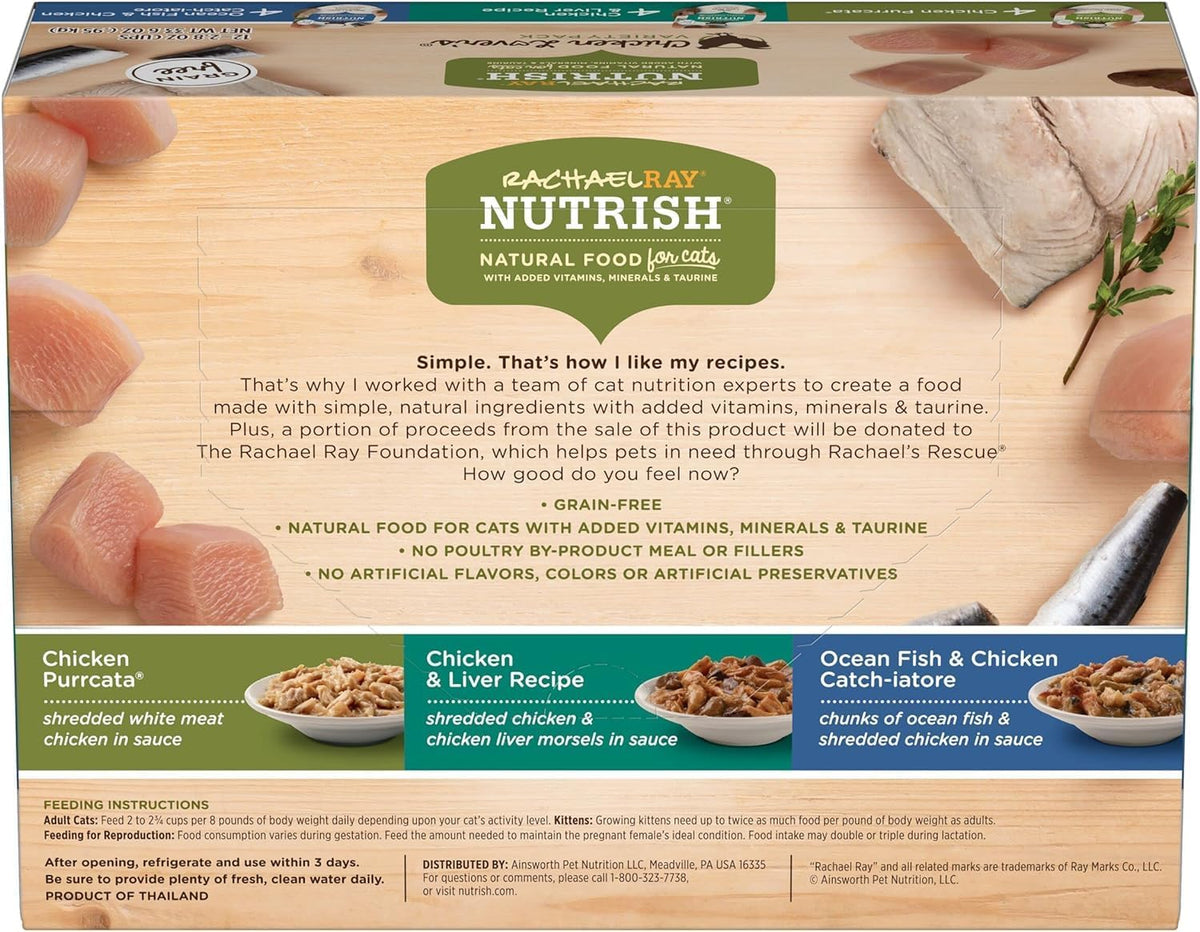 Rachael Ray Nutrish Premium Wet Cat Food, Chicken Lovers Variety Pack, Grain Free, 2.8 Oz. Tub