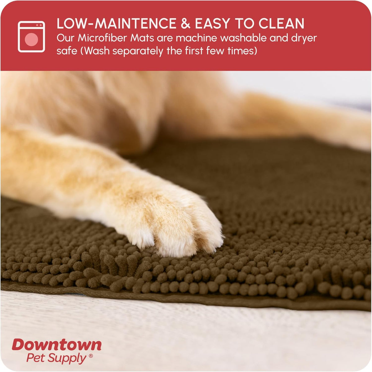 My Doggy Place Microfiber Dog Mat for Muddy Paws, 36" x 26" Brown - Absorbent and Quick-Drying Dog