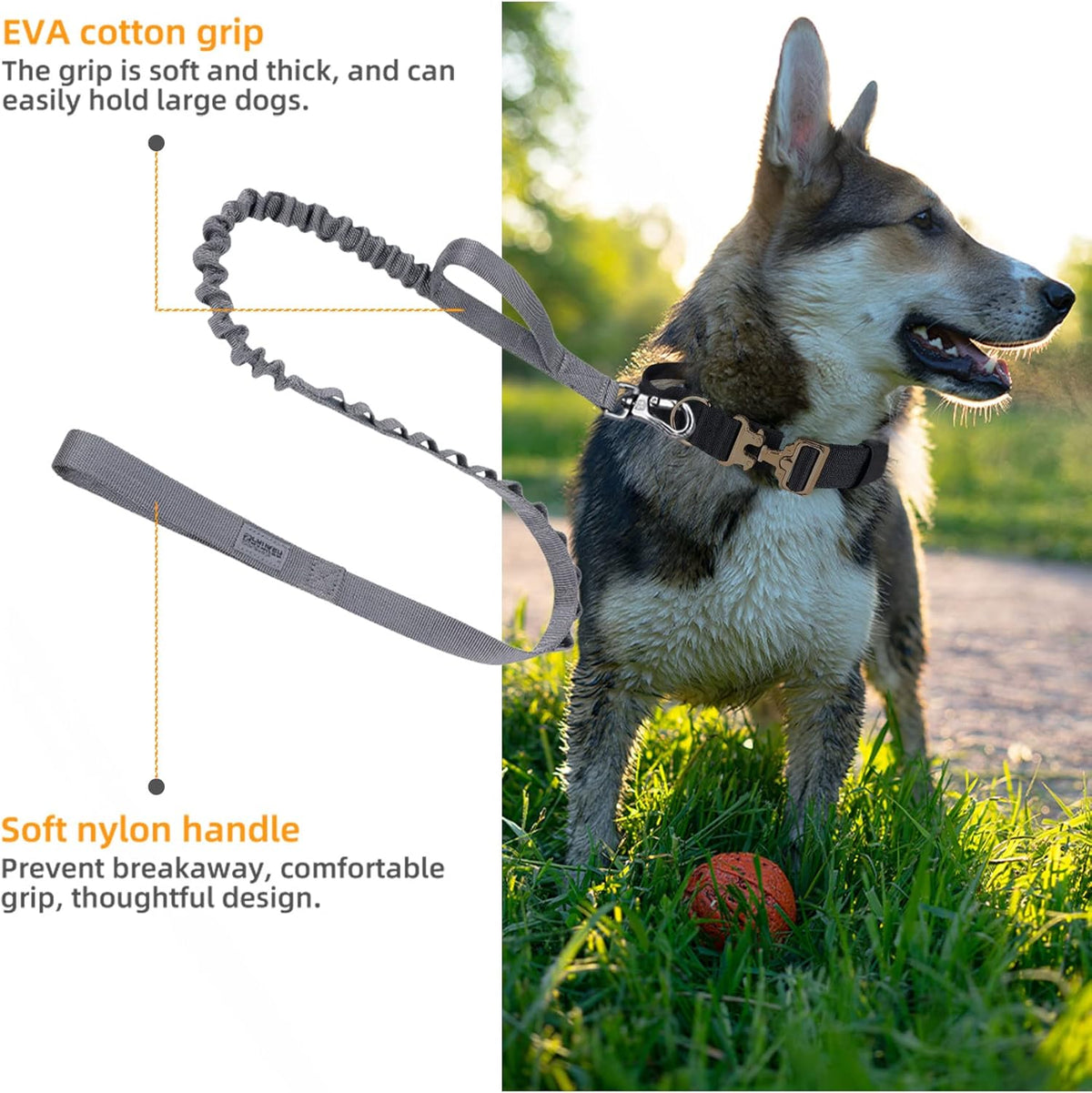 EXCELLENT ELITE SPANKER Tactical Bungee Dog Leash Military Adjustable Dog Leash Quick Release