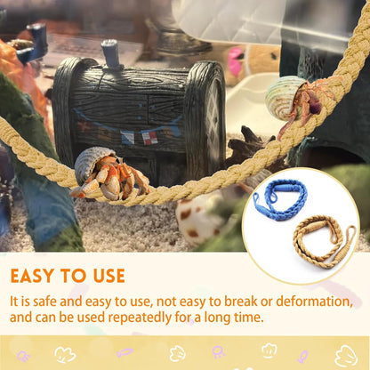 2PCS Hermit Crab Climbing Toys,Hermit Crab Rope Ladder Decor Reptile Hanging Vines Toys Hermit Crab