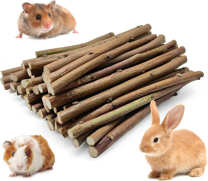 250g Natural Peach Wood Chew Sticks for Rabbits, Hamsters, Chinchillas - Extra Hard Teeth Grinding