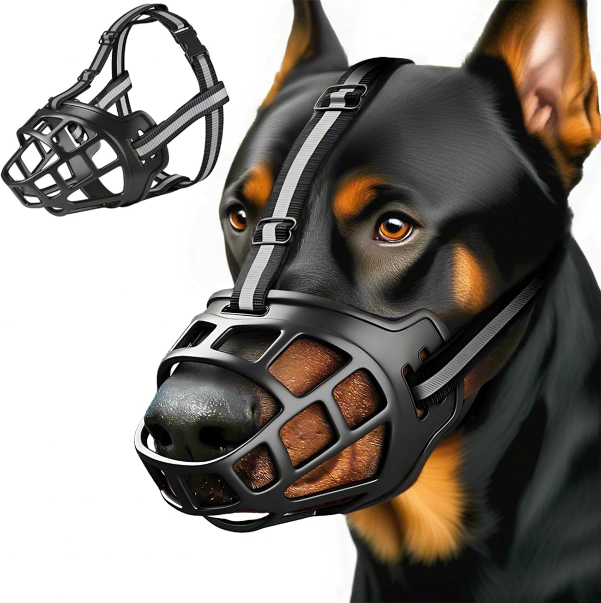 Dog Muzzle, Breathable Basket Muzzles for Small Medium Large Sized Dogs, Adjustable Humane Cage