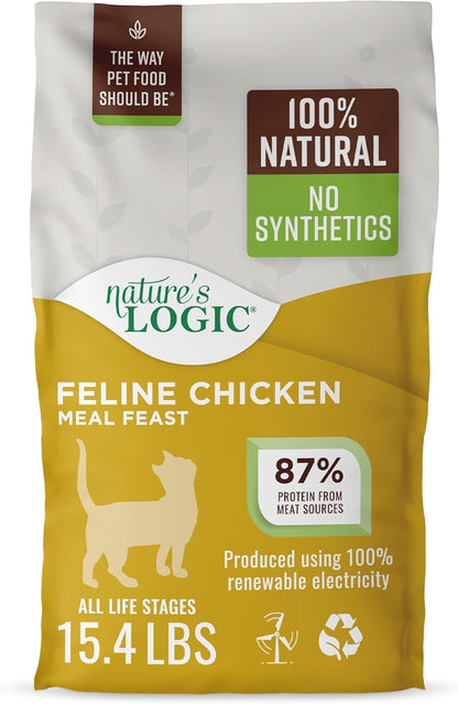 Nature's Logic Feline Chicken Meal Feast Cat Food - High-Protein Dry Food for Cats, 100% Natural