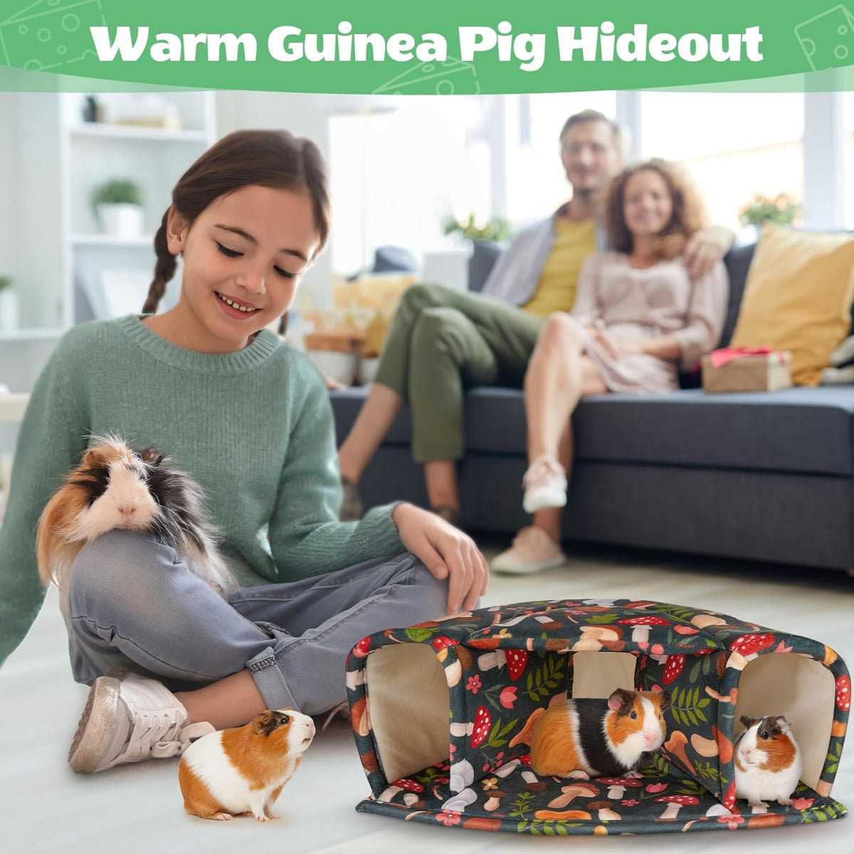 Unicorn Catcher Guinea Pig Hideout - Large Cozy Bed, Warm House, Washable Tunnel Accessories for