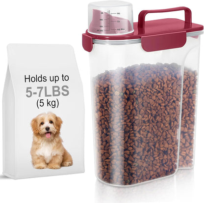 5-7Lbs Dog Cat Food Storage Container with Upgraded Large Nozzle BPA-free, 4 Snap Seals Plastic Pet