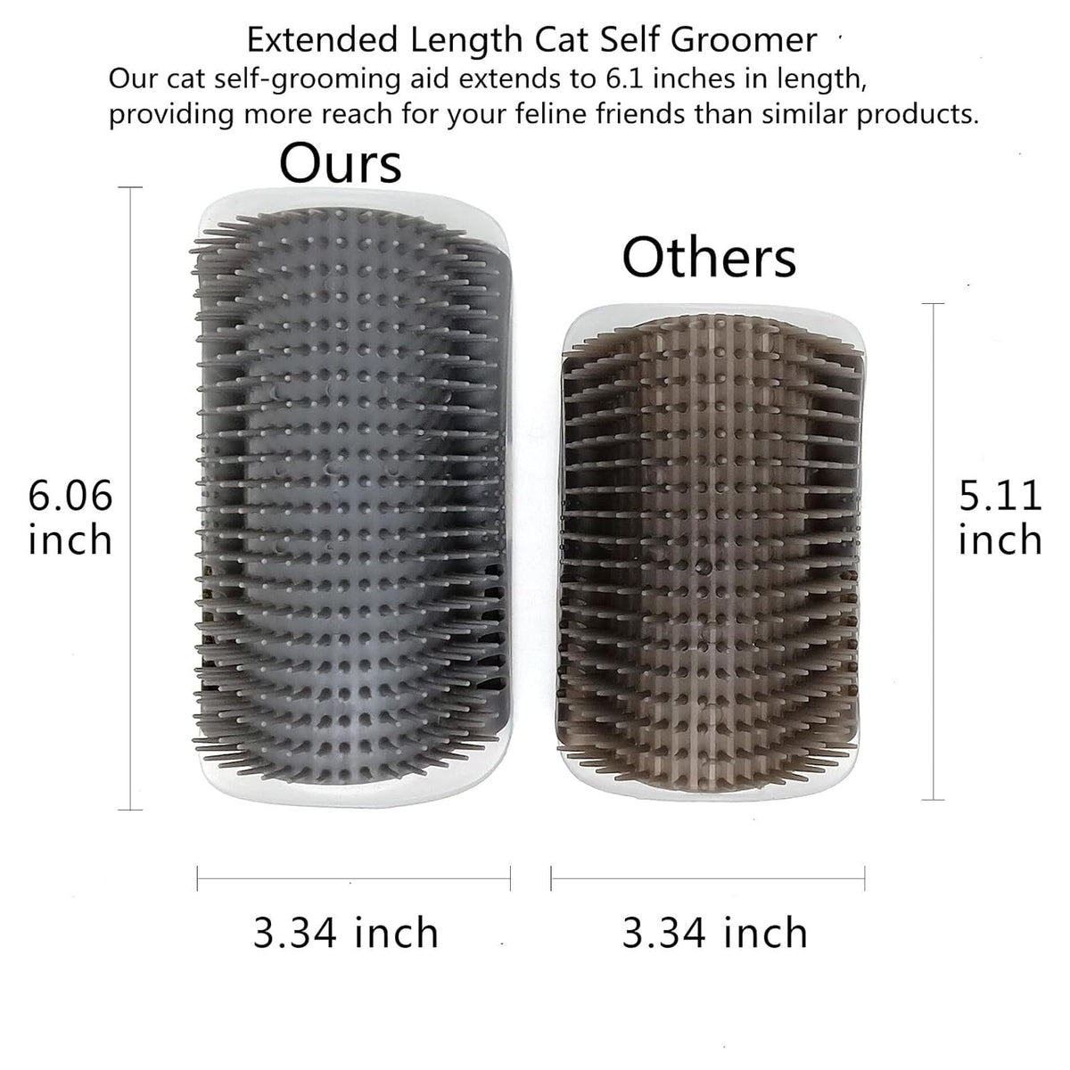 Extended (6.1") 2 Pack Self Grooming Cat Brush - Wall Corner Scratcher with Massage Combs for Long