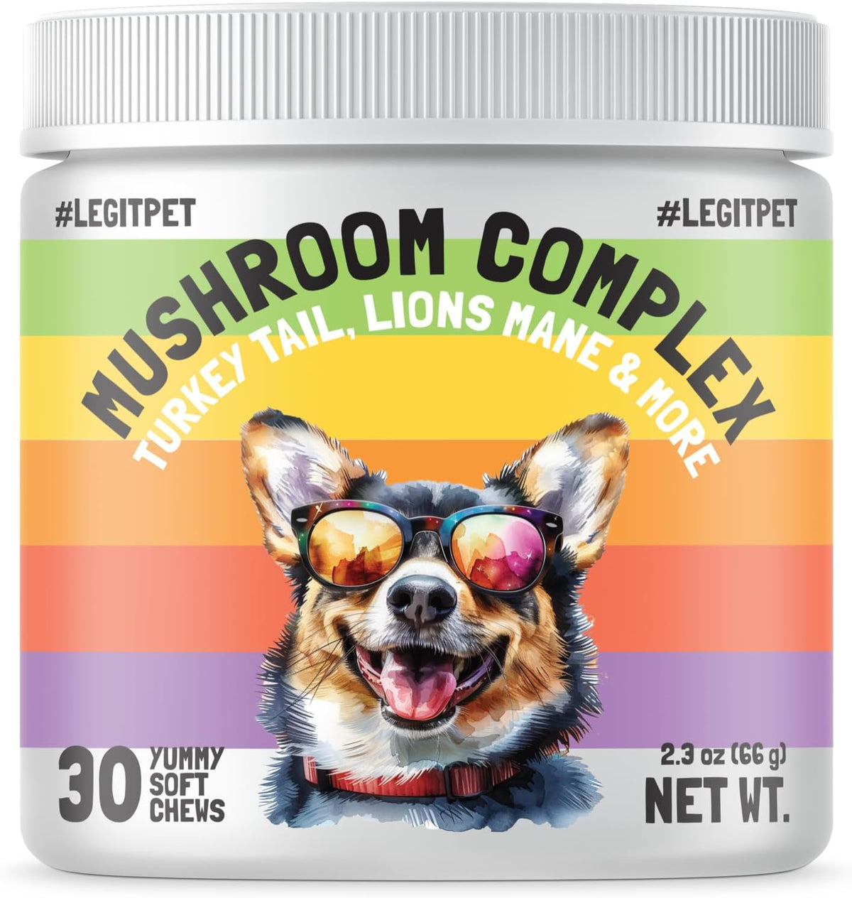 Mushroom Complex Treats for Dogs with Reishi, Shiitake, and Turkey Tail Mushrooms for Cognition and