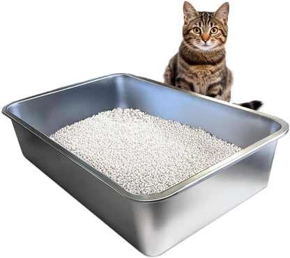 iPrimio Ultimate Stainless Steel XL Cat Litter Box - XL Litter Box for Big Cats - Large Cat Litter