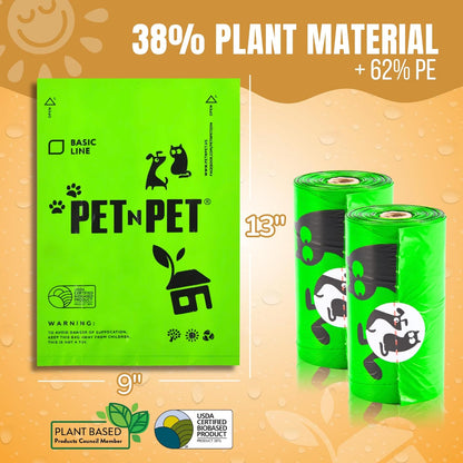 Pet N Pet 270 Counts Green Poop Bags for Dogs, 38% Plant Based & 62% PE Extra Thick Dog Poop Bags