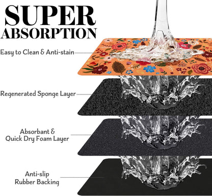 Dog Food Mats for Floors, Absorbent Dog Bowl Mat for Food and Water Dispenser Mat, Quick Dry Cat